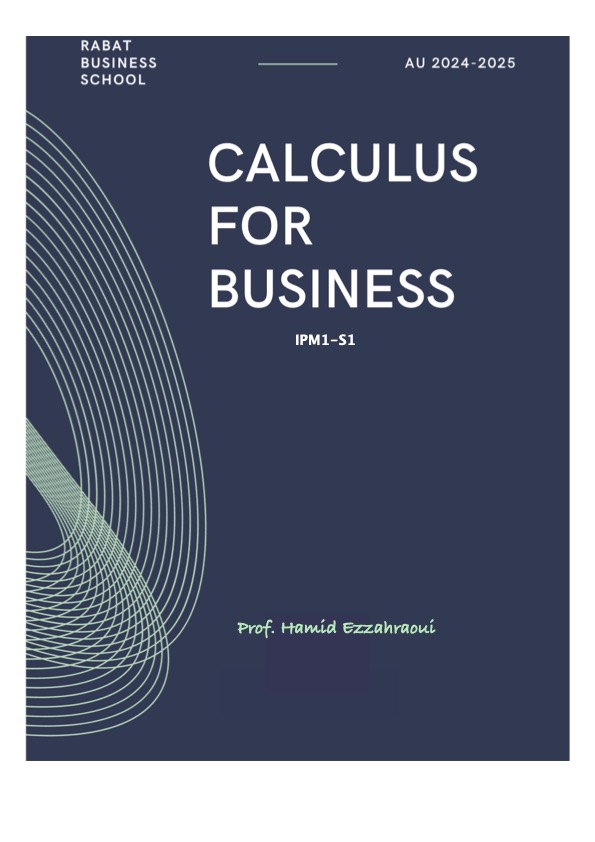 QM101F - Calculus for Business